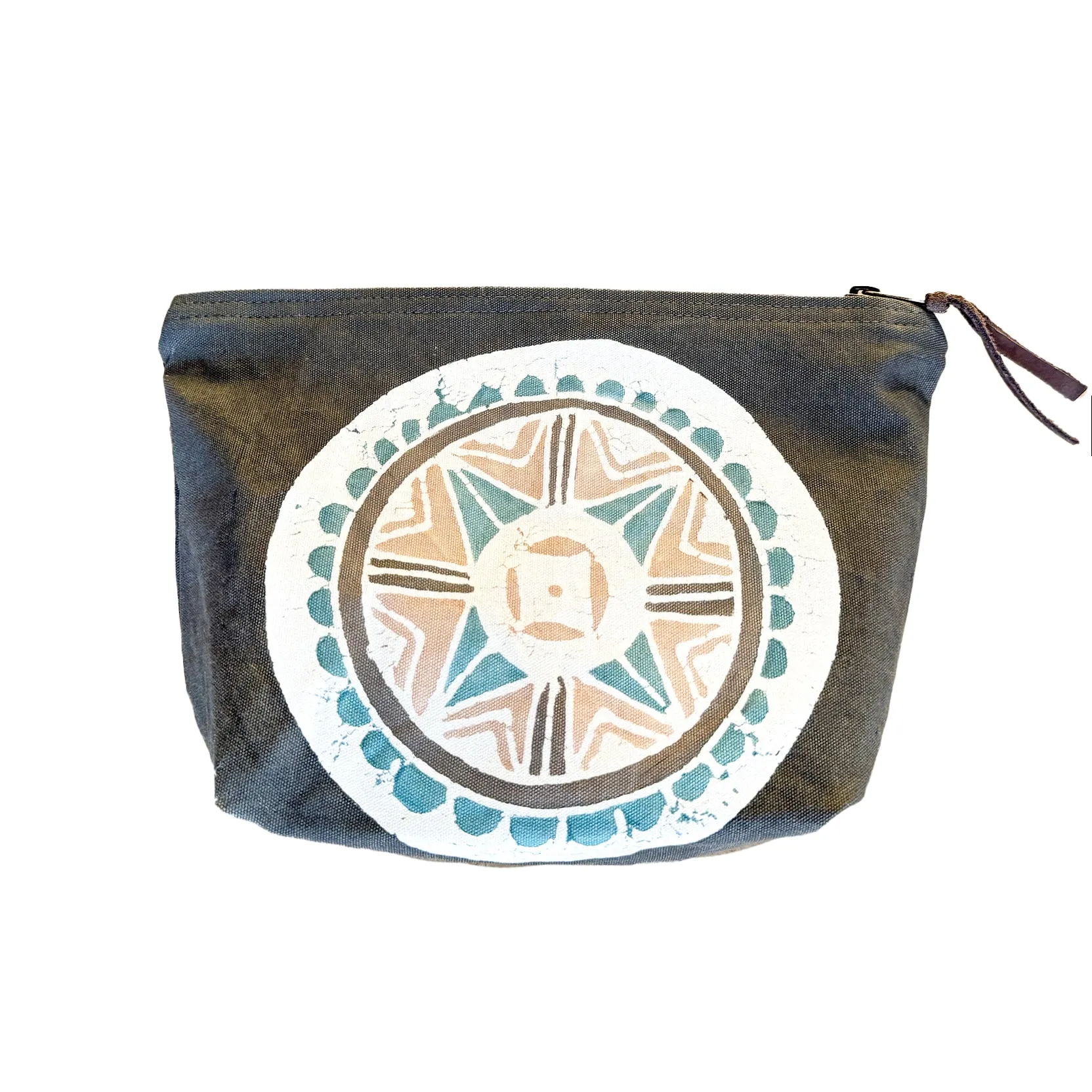 African Circles Teal Collection Wash Bags in Grey