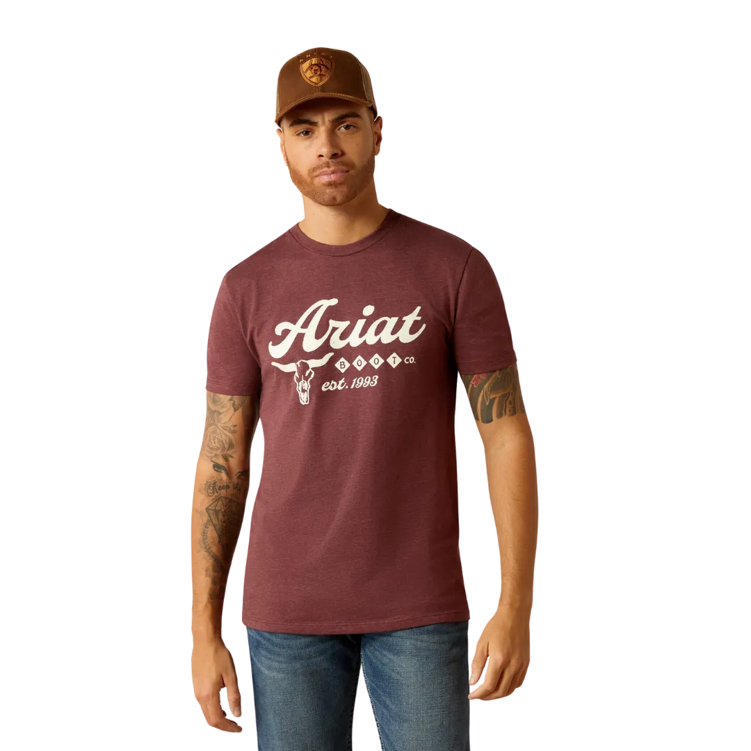 Ariat Men's Established Boot Co Maroon Heather T Shirt
