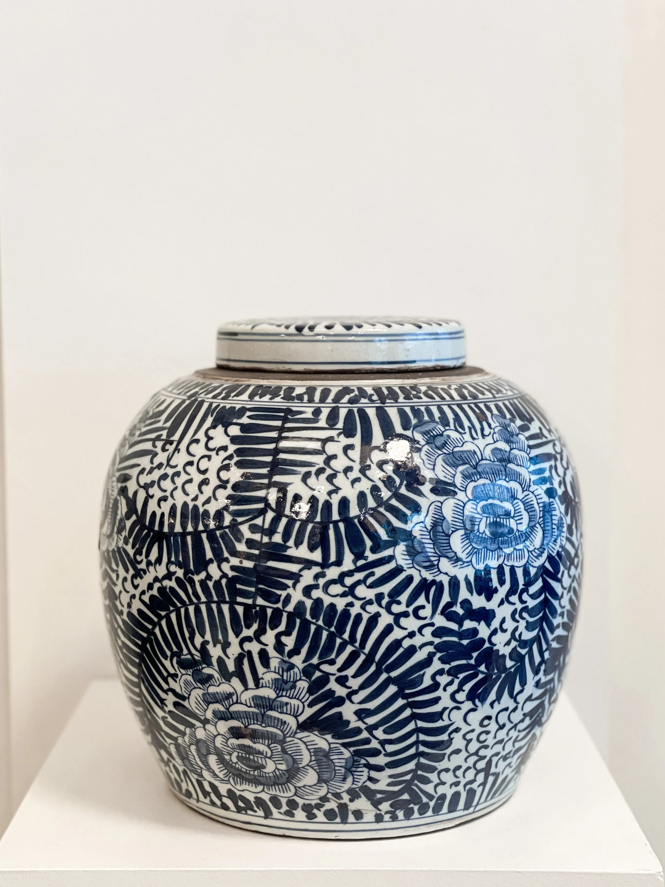 Blue & White Peony Storage Jar