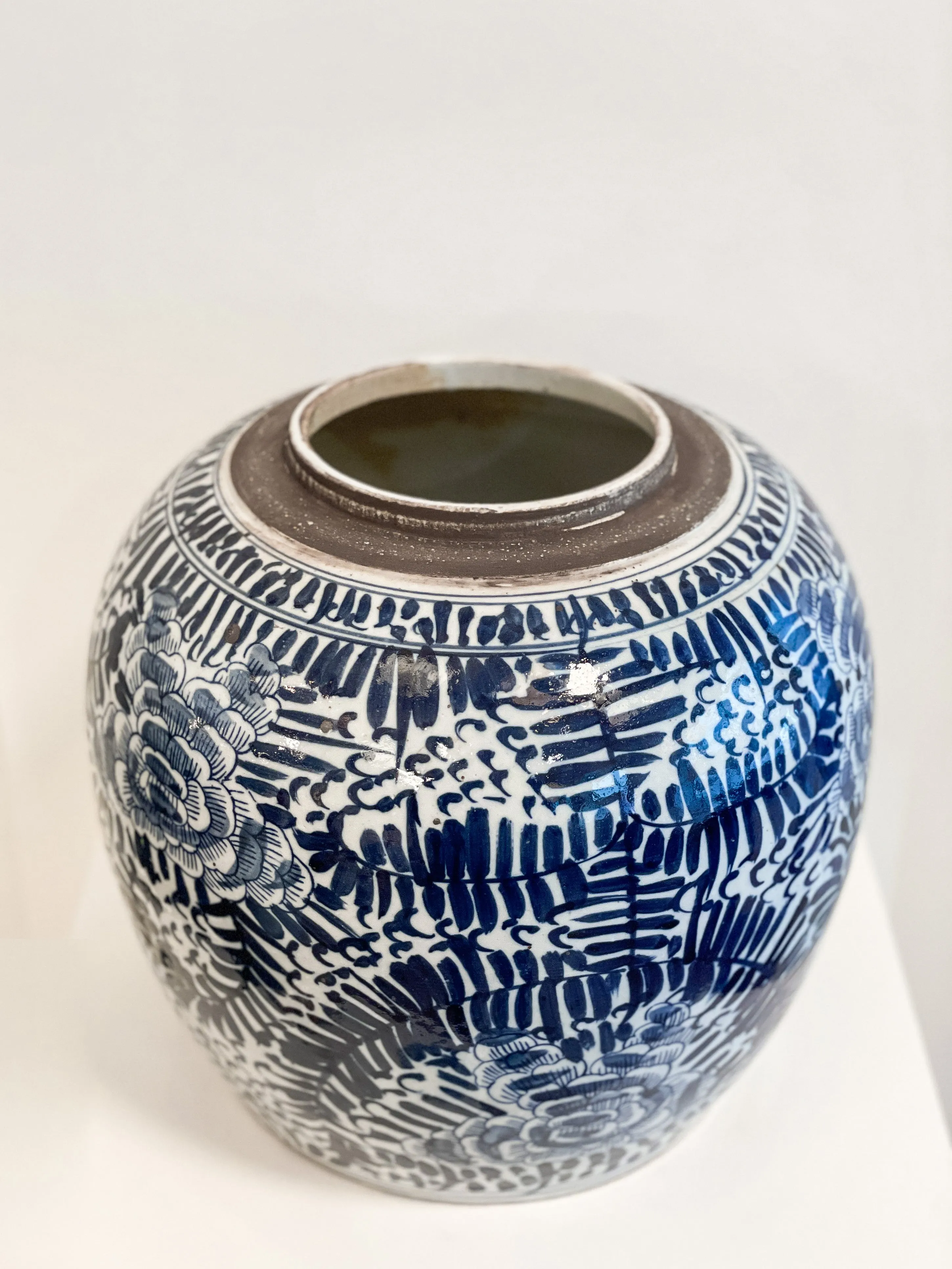 Blue & White Peony Storage Jar