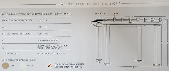 Bradford Vinyl Pergola