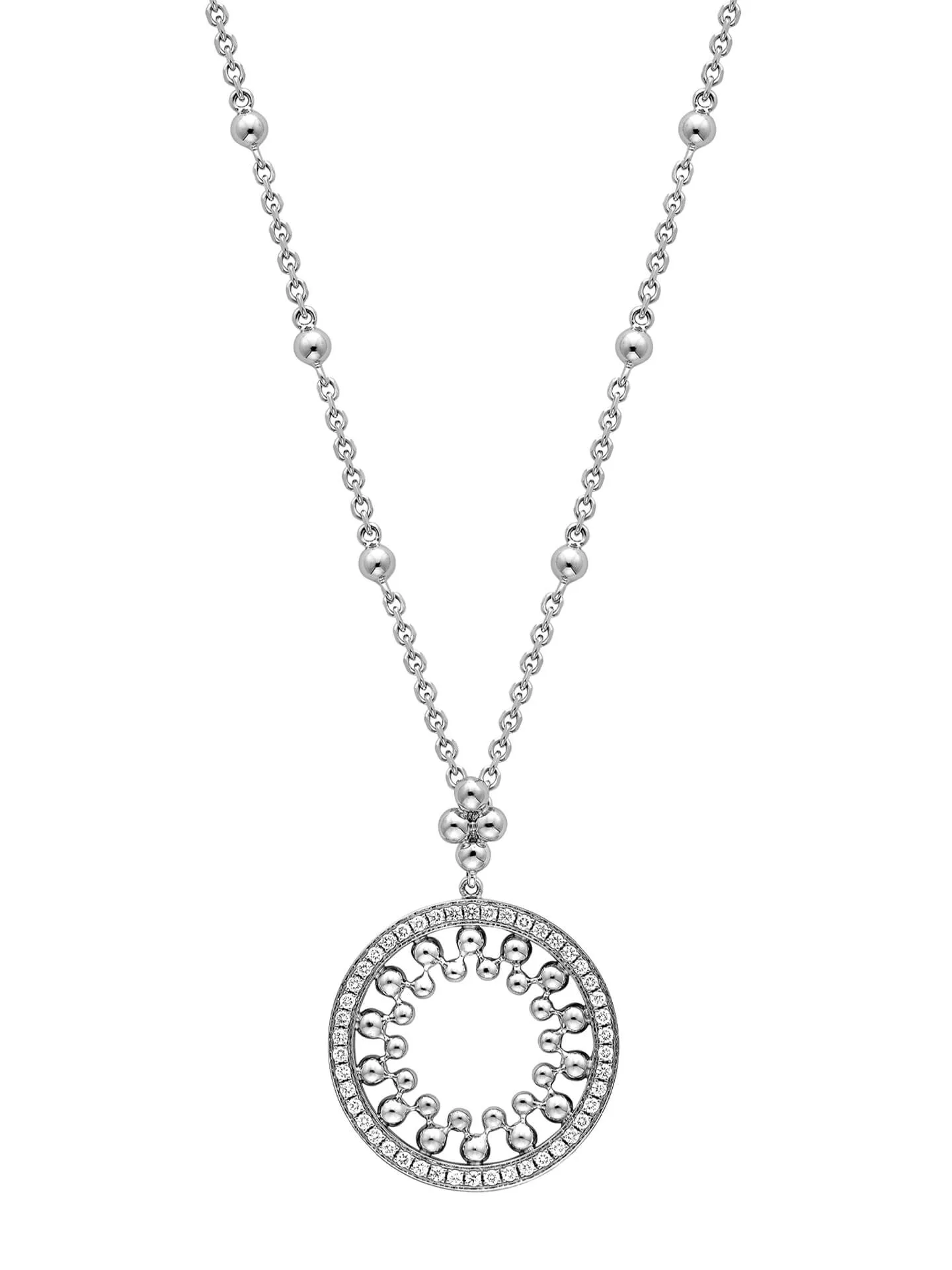Circus Long White Gold Bead Necklace