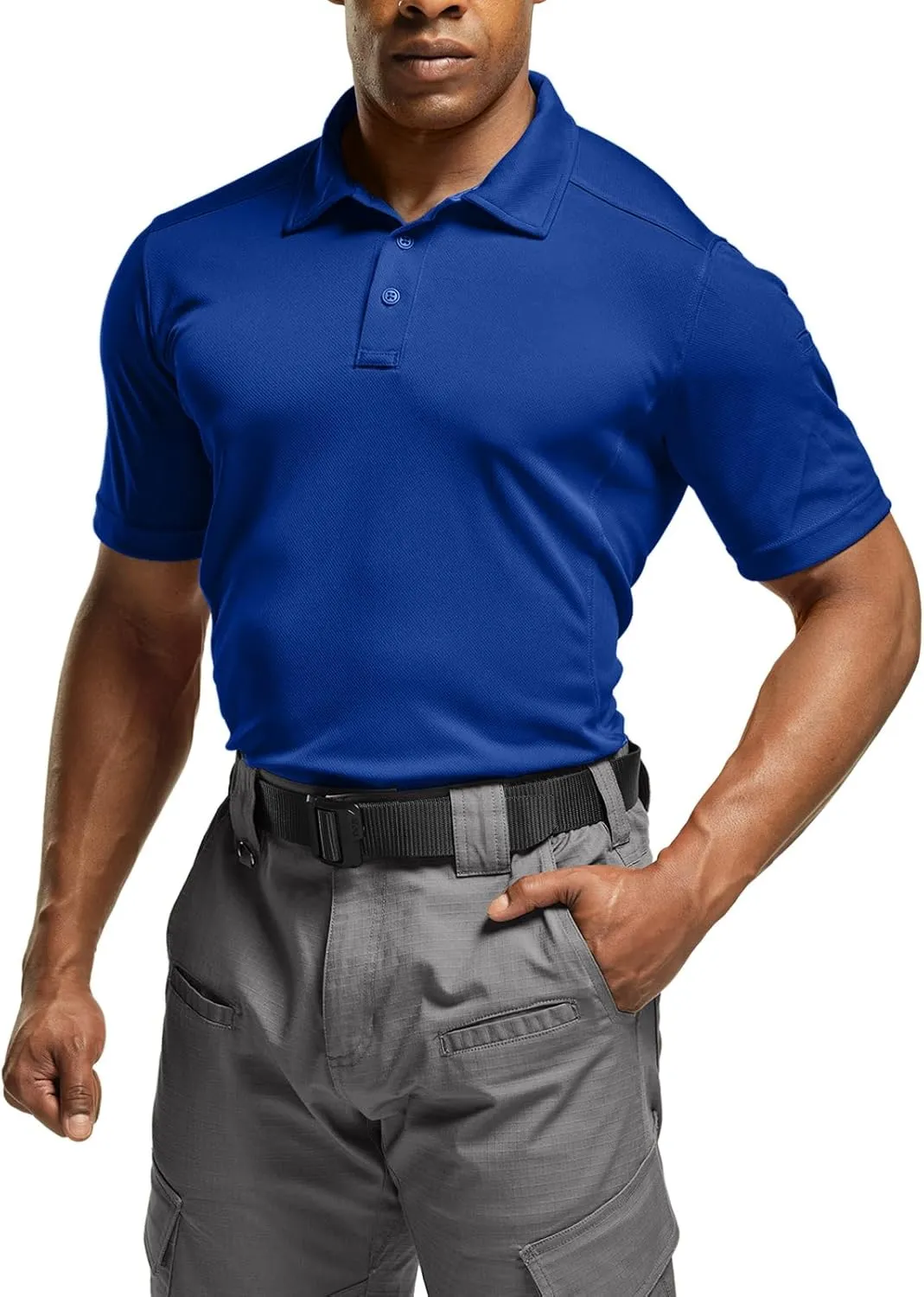 CQR Men's Polo Shirts, Tactical Short Sleeve Golf Performance Shirts, Lightweight Dry Fit UPF 50  Pique