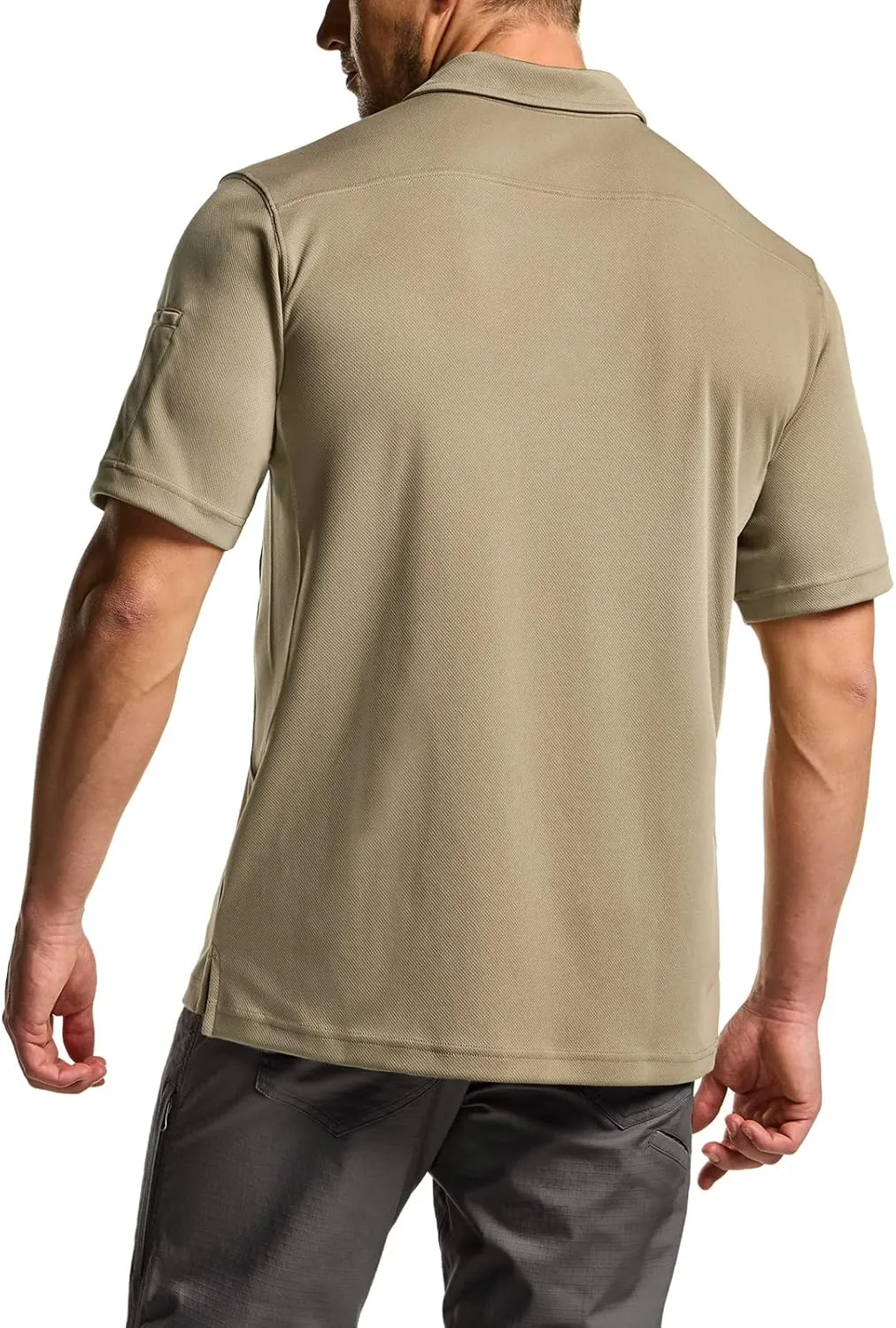 CQR Men's Polo Shirts, Tactical Short Sleeve Golf Performance Shirts, Lightweight Dry Fit UPF 50  Pique