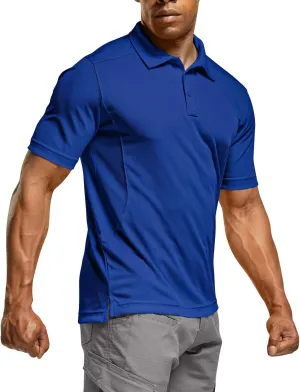CQR Men's Polo Shirts, Tactical Short Sleeve Golf Performance Shirts, Lightweight Dry Fit UPF 50  Pique