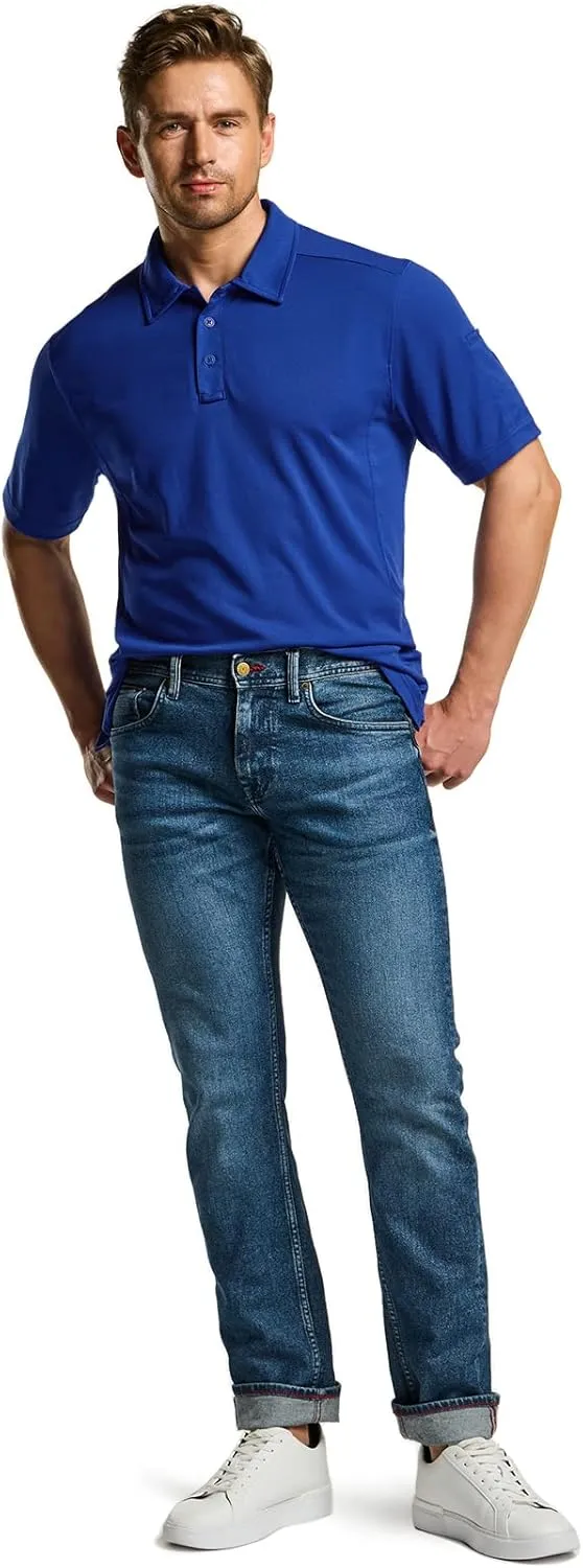 CQR Men's Polo Shirts, Tactical Short Sleeve Golf Performance Shirts, Lightweight Dry Fit UPF 50  Pique