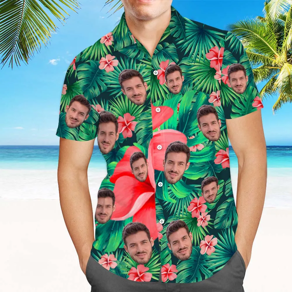 Custom Hawaiian Vintage Shirts Face Button-down Shirts With Hawaiian Style Pattern