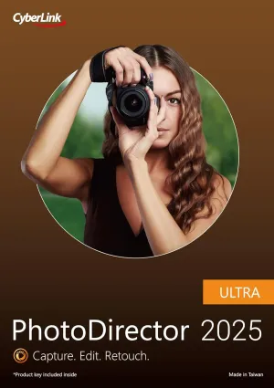 CyberLink PhotoDirector 2025 Ultra  AI Photo Editing | Graphic Design Software for Windows [PC Online code]