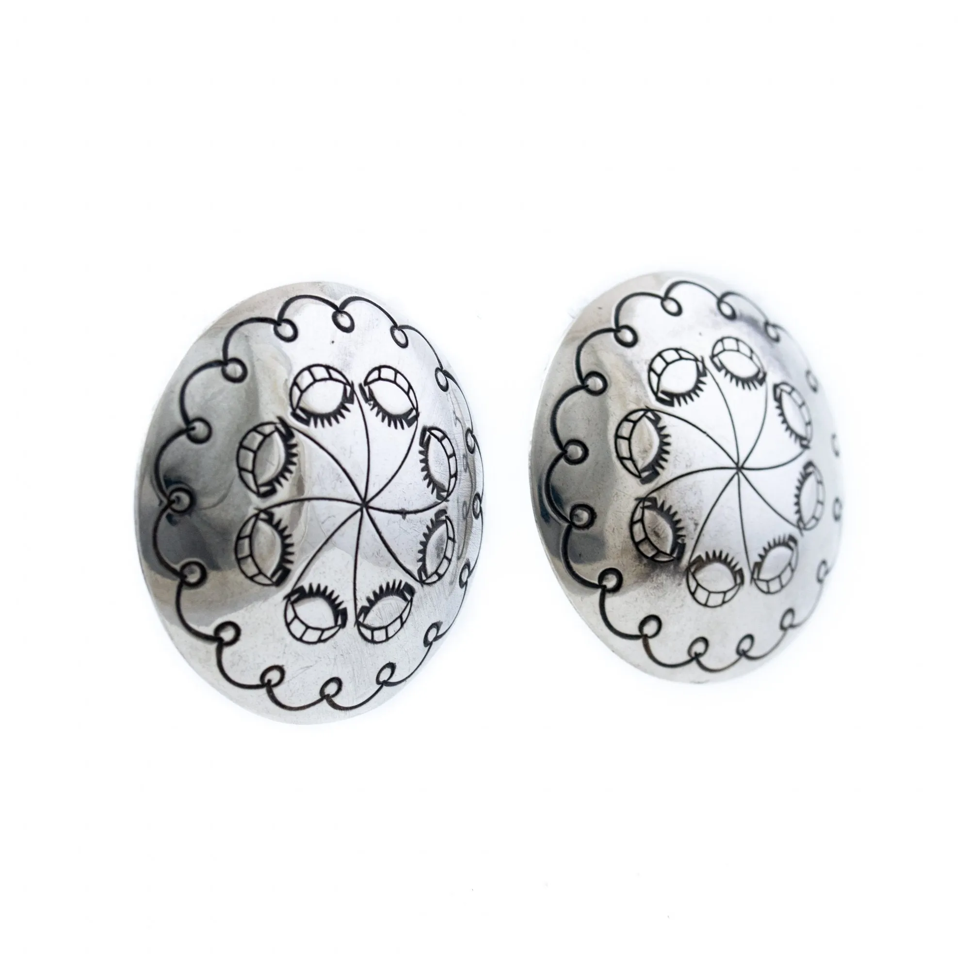 Domed Silver Concho Earrings