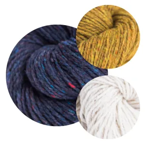 First Colorwork Cowl Kit (Maize & Blue: Old World, Hayloft, Fossil)