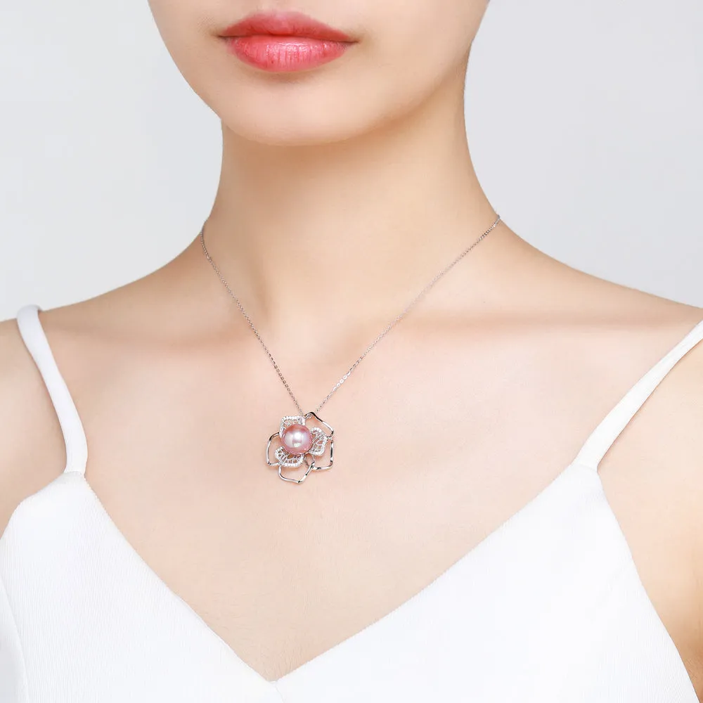 Floral Fantasy Pink Pearl Necklace