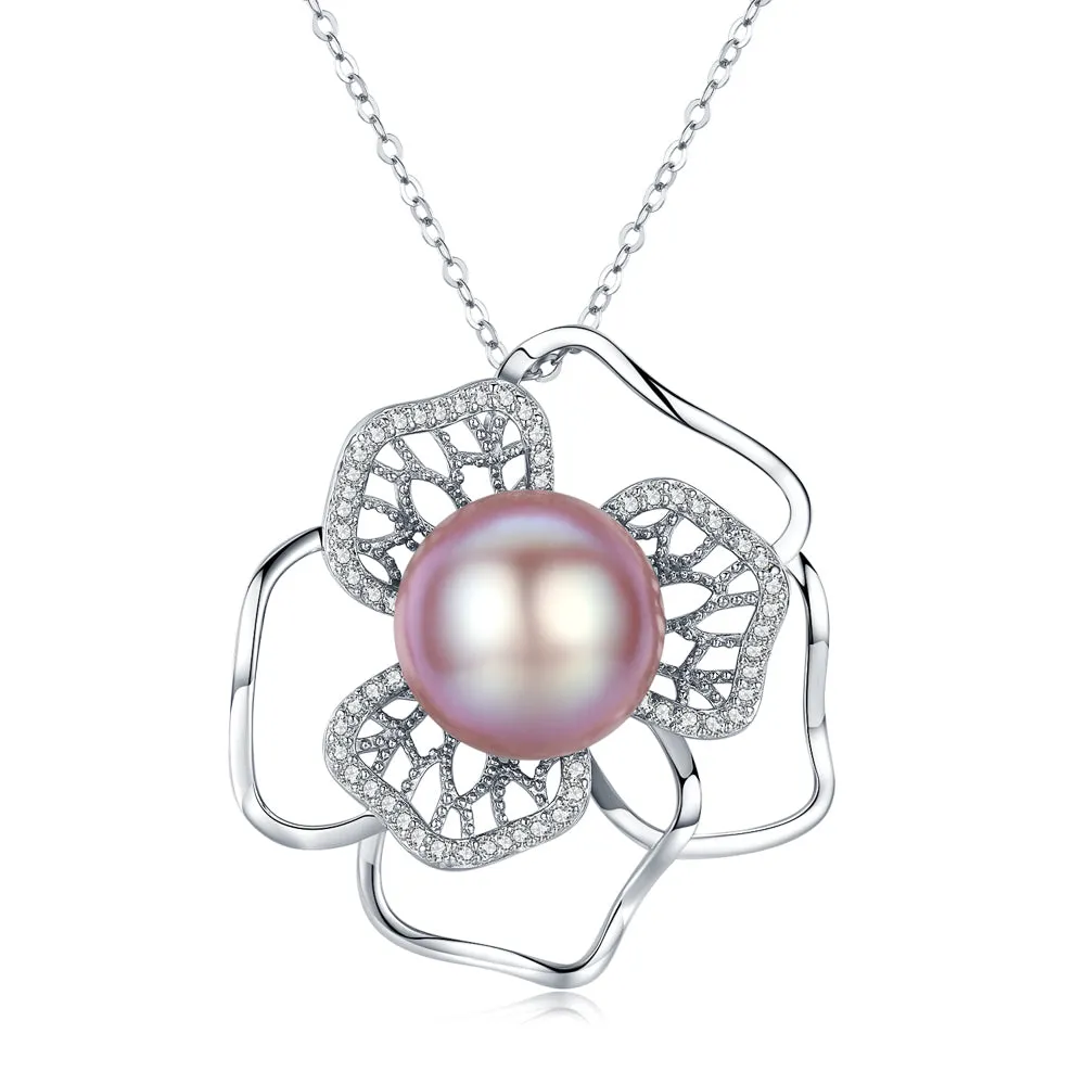 Floral Fantasy Pink Pearl Necklace