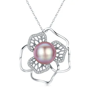 Floral Fantasy Pink Pearl Necklace