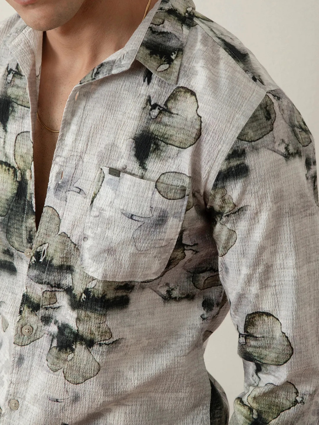 Green Floral Printed Shirt