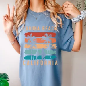 Laguna Beach California Summer Comfort Colors® Unisex T-shirt, Vintage Surf and Beach Design, Pretty Spring or Summer Colors, Retro Beach Tee