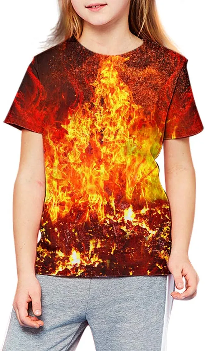 LAIDIPAS Boys Girls 3D Graphic Shirts Cool Crewneck T-Shirt Unisex Short Sleeve Top Tees 6-16 Years