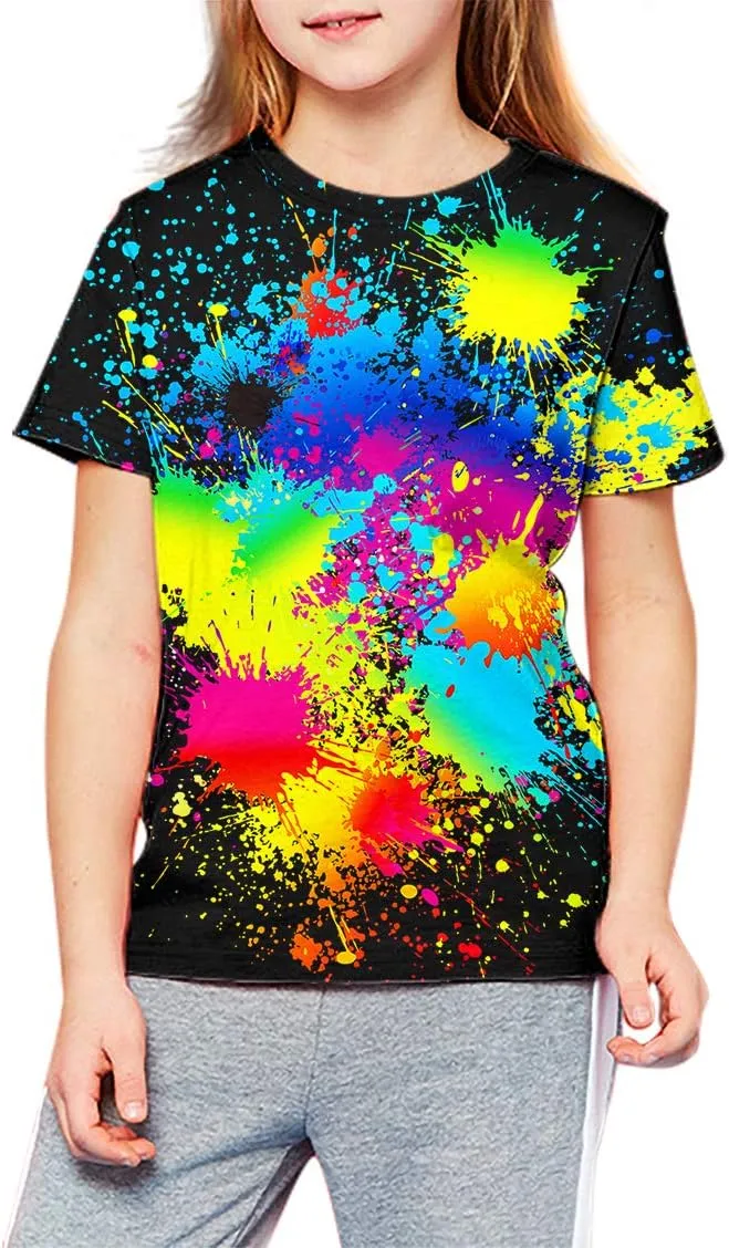 LAIDIPAS Boys Girls 3D Graphic Shirts Cool Crewneck T-Shirt Unisex Short Sleeve Top Tees 6-16 Years