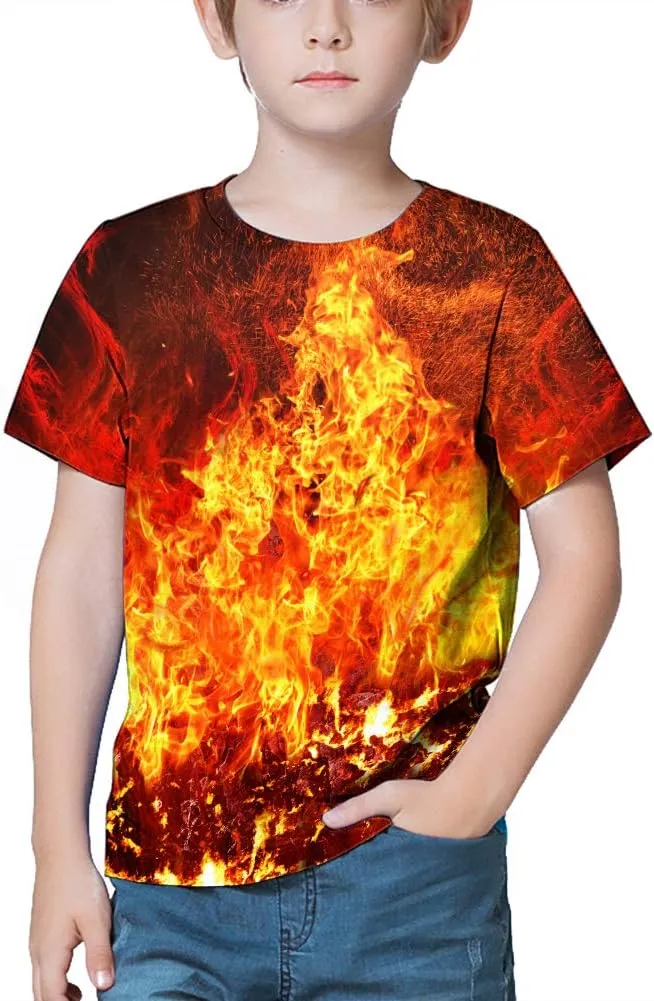 LAIDIPAS Boys Girls 3D Graphic Shirts Cool Crewneck T-Shirt Unisex Short Sleeve Top Tees 6-16 Years