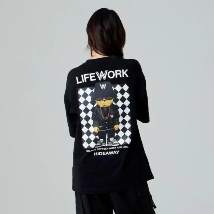 LifeWork Checkerboard Bulldog Tee Black