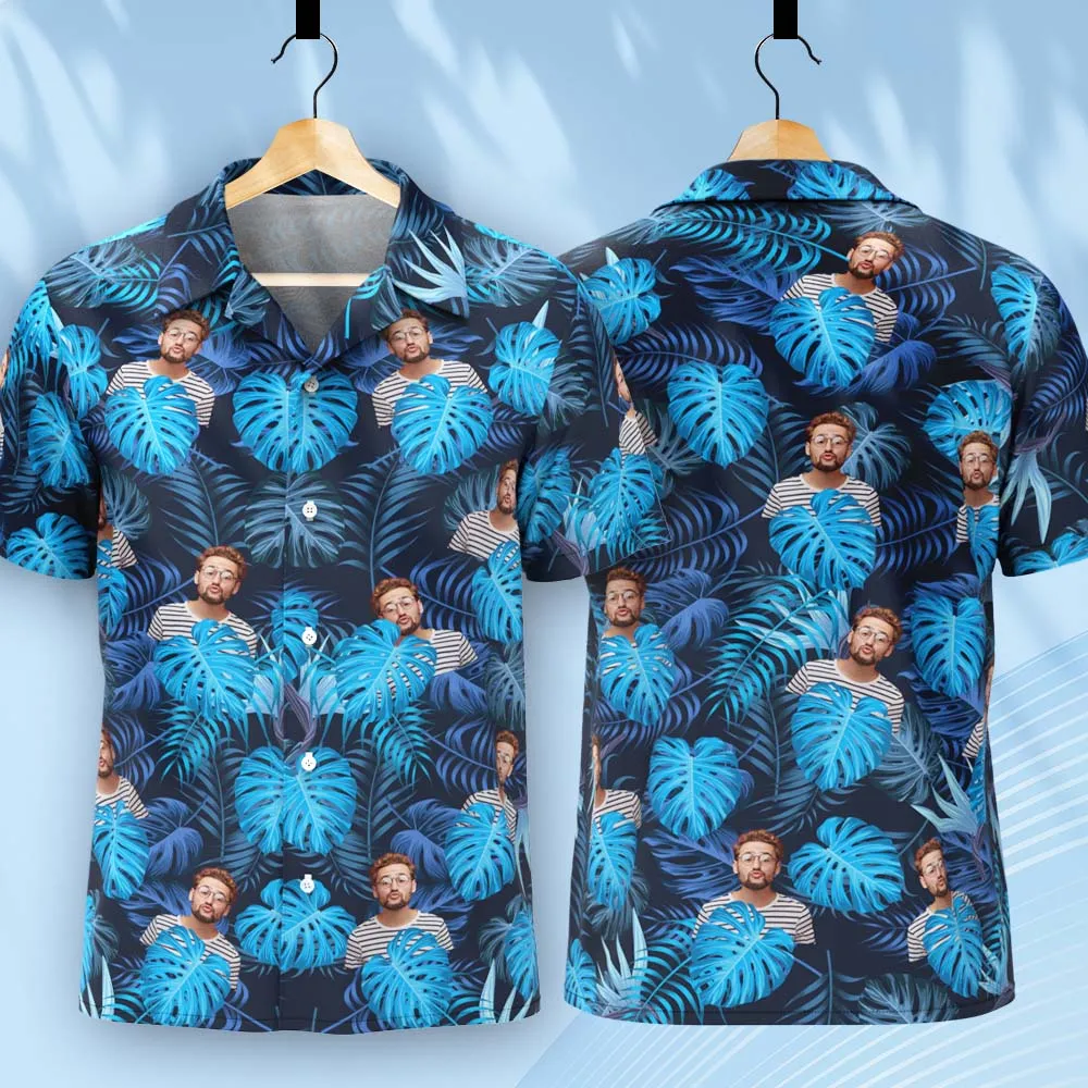 Men Hawaiian Vintage Shirts Custom Button-down Shirts Photo Beach Shirts Gifts For Him