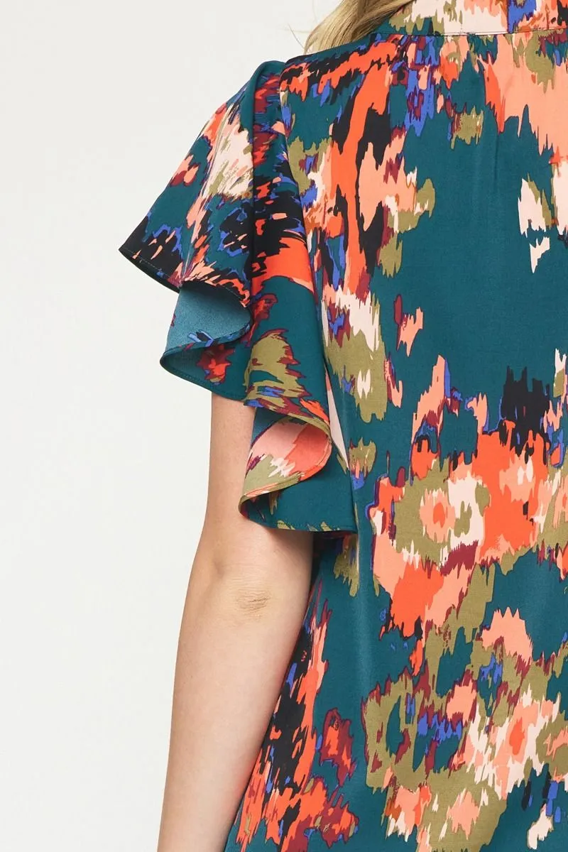 Monet Abstract Top - Hunter Green