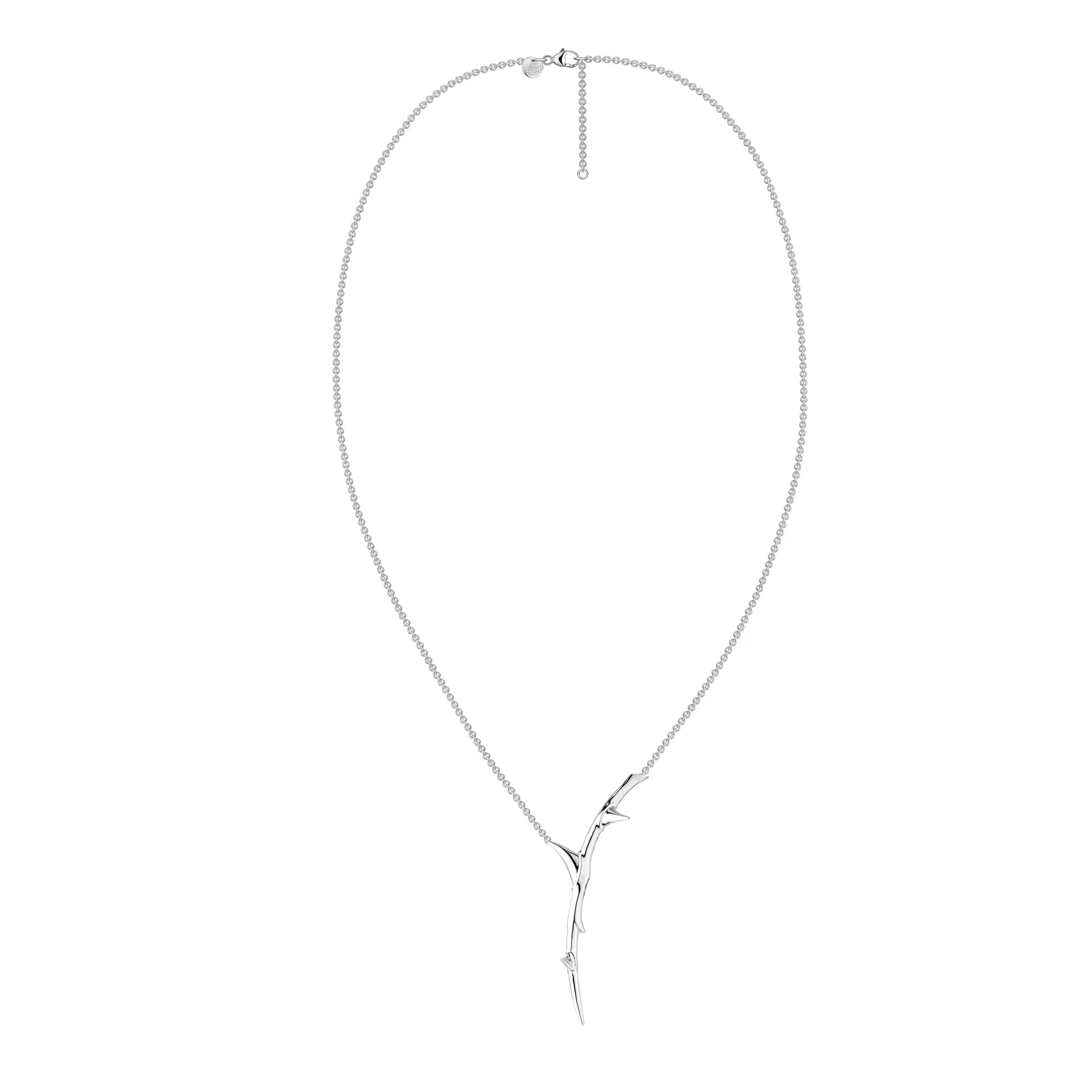 Rose Thorn Single Drop Pendant - Silver