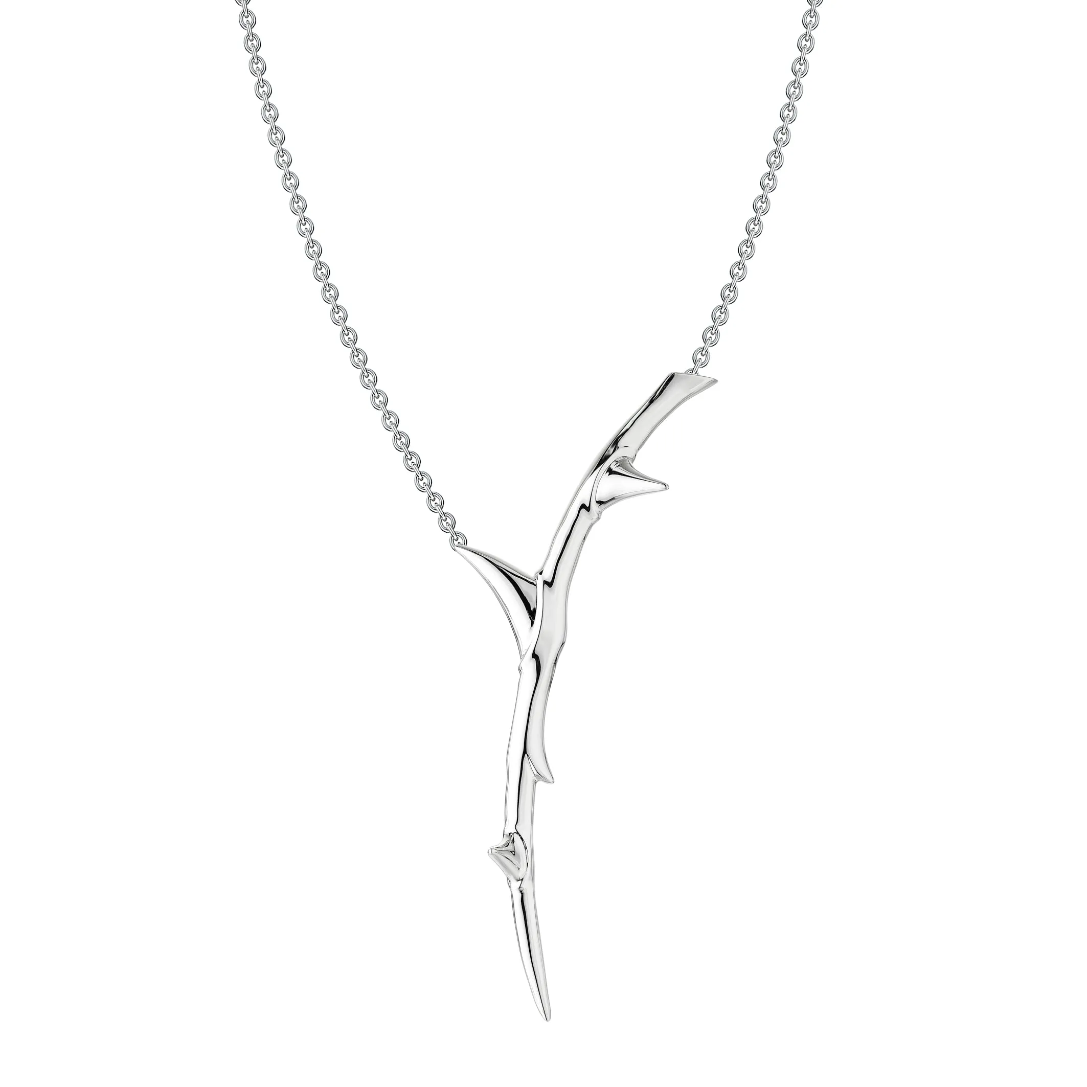 Rose Thorn Single Drop Pendant - Silver