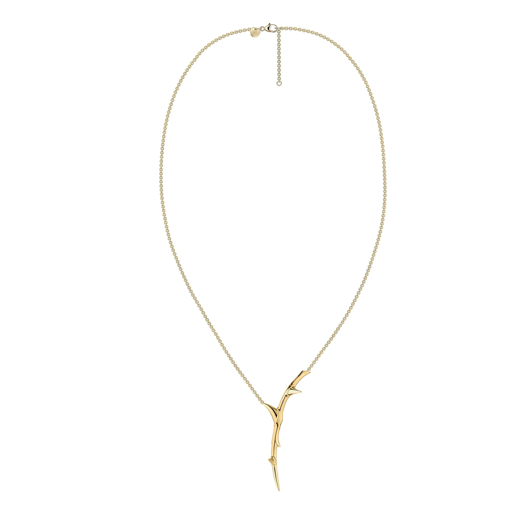 Rose Thorn Single Drop Pendant - Yellow Gold Vermeil