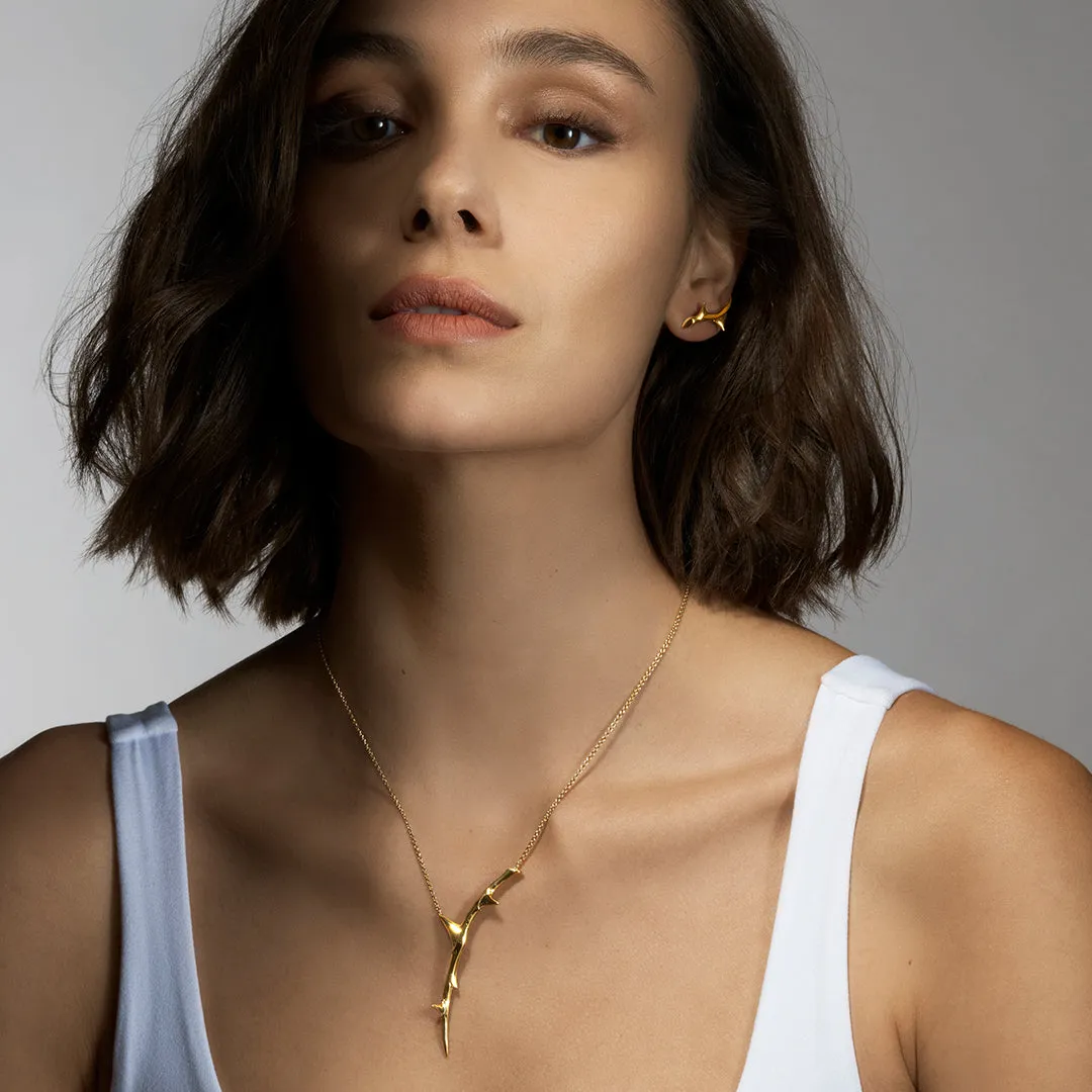 Rose Thorn Single Drop Pendant - Yellow Gold Vermeil