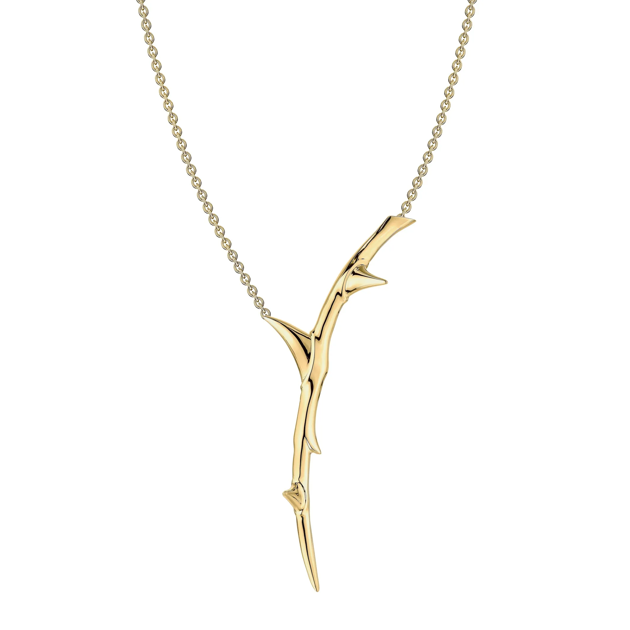 Rose Thorn Single Drop Pendant - Yellow Gold Vermeil