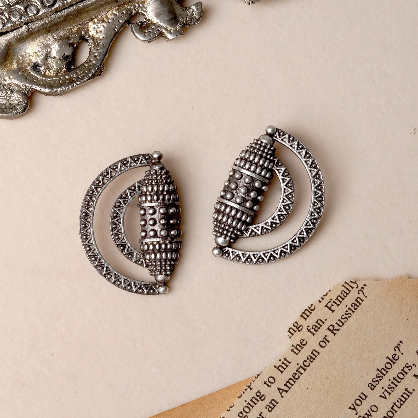 Teejh Griva Silver Oxidised Earrings