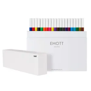 uni Emott Fineliner Colouring Pens for Adults & Kids. Water Resistant, Non-Bleed and Fade-Proof Ink for Art, Drawing and Writing. Vibrant Fine Tip Coloured Pens Perfect for Journaling. 40pc Multipack
