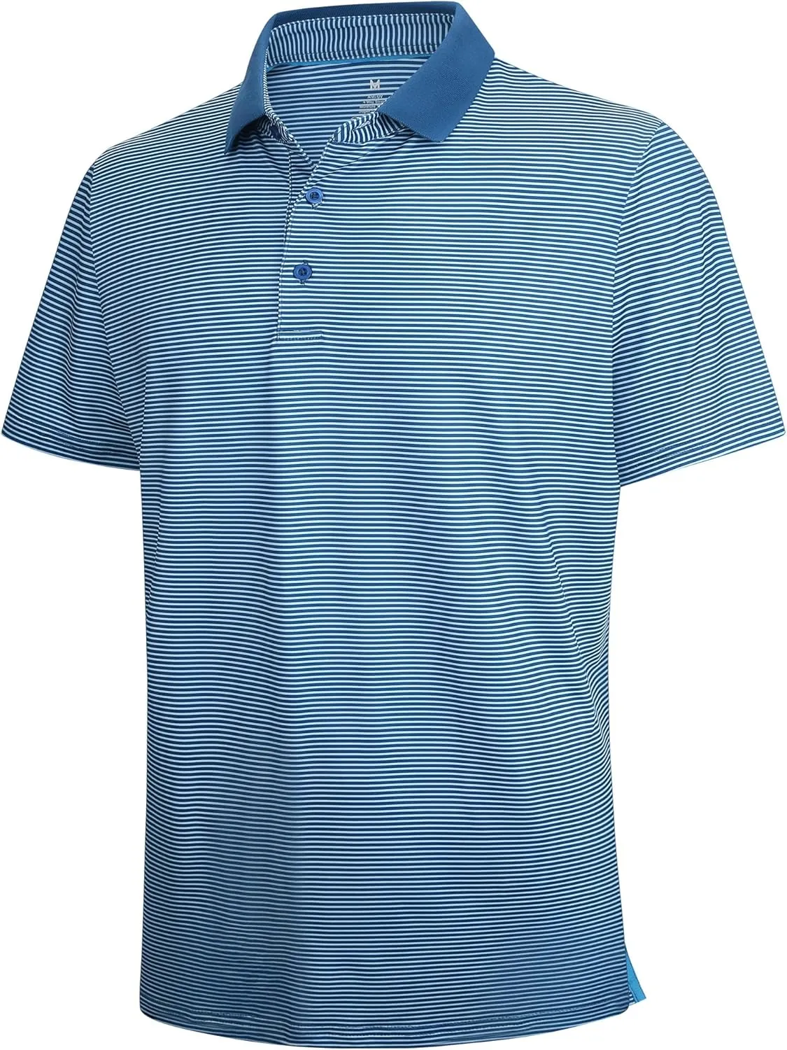 WARHORSEE Mens Golf Shirt Short Sleeve Striped Golf Polo Shirts for Men Moisture Wicking Performance Dry Fit Polo Shirts