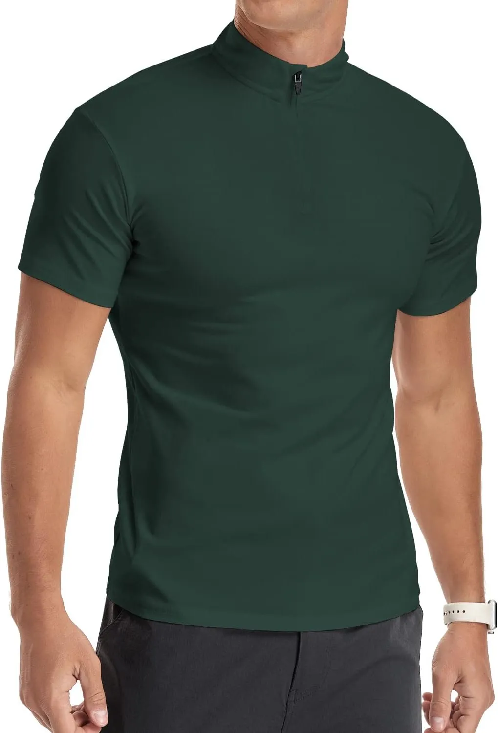 YTD Men's Long/Short Sleeve Polo Shirts Quarter-Zip Casual Slim Fit Mock Neck Basic Designed Cotton Shirts